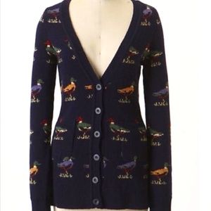Anthropologie HWR Mallard Duck Boyfriend Cardigan - L